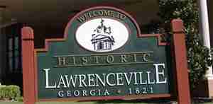 green Lawrenceville street sign